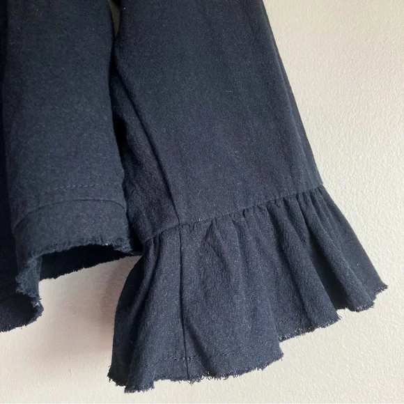 Free People Black Raw Hew Ruffle Bow Top - Picture 3 of 4